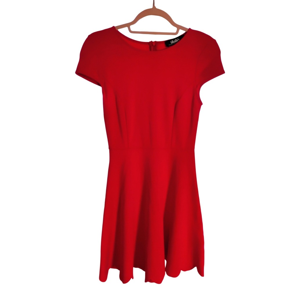 LuLu's Red Fit and Flare Dress, Women's Small, Cap‎ Sleeves, USA Made